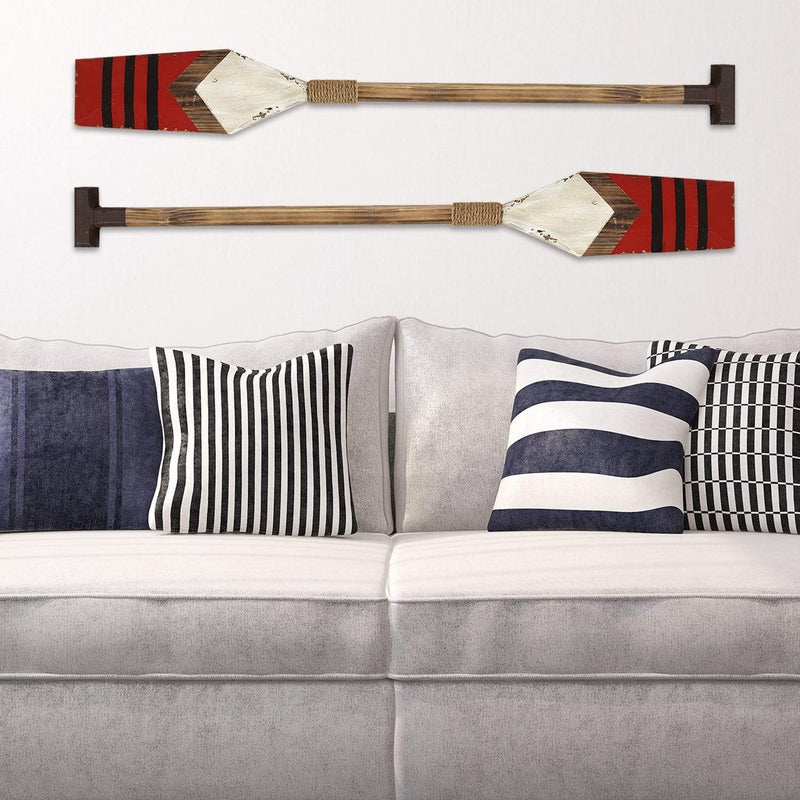 Walls Bedroom Wall Decor - 6" X 1.75" X 42" Red Nautical Oar Wall Decor HomeRoots