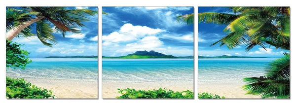 Walls Canvas Wall Art - 24" Multicolor Canvas 3 Panels Beach Photo HomeRoots