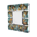 Walls Decorative Wall Mirrors - 17'.5" X 17'.5" X 1'.75" Blue Metal, Glass Hanging Wall Mirror HomeRoots