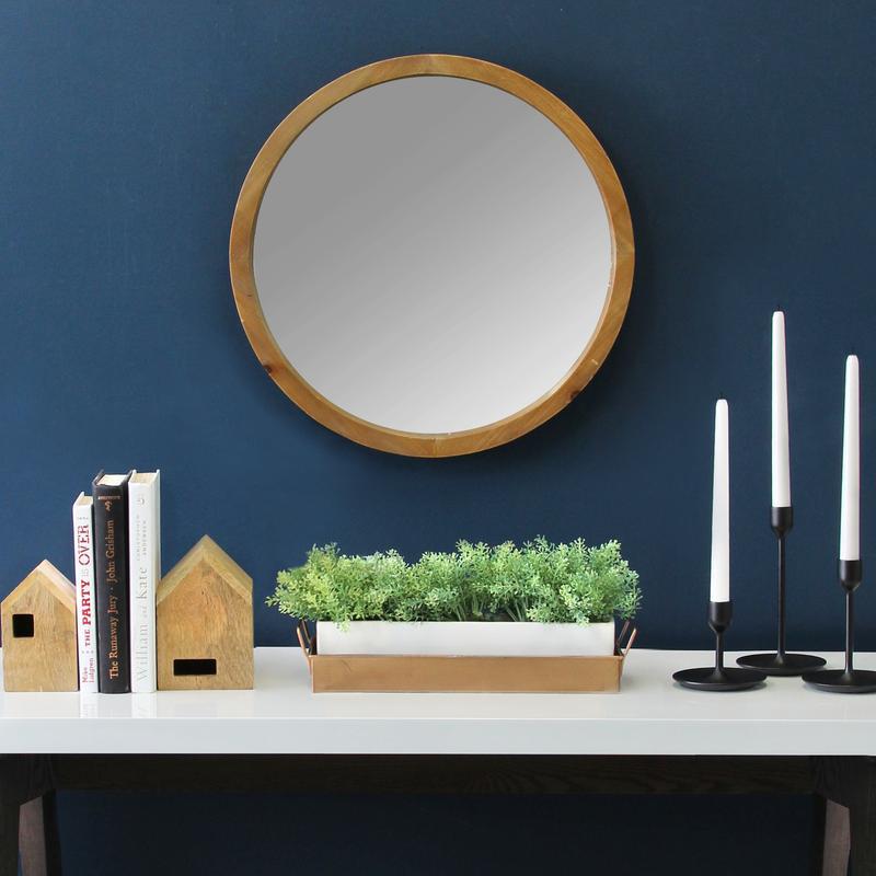 Walls Decorative Wall Mirrors - 20" X 2.25" X 20" Natural Wood Grain Mirror HomeRoots