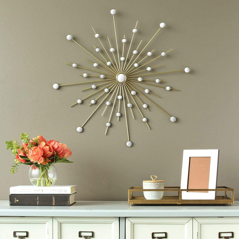 Walls Decorative Wall Mirrors - 24" X 0.5" X 24" Gold Sparkle Mirror Burst Wall Decor HomeRoots