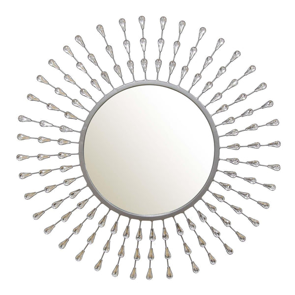 Walls Decorative Wall Mirrors - 28.8" X 2" X 28.8" Silver Metal Acrylic Glass Tear Drop Mirror HomeRoots