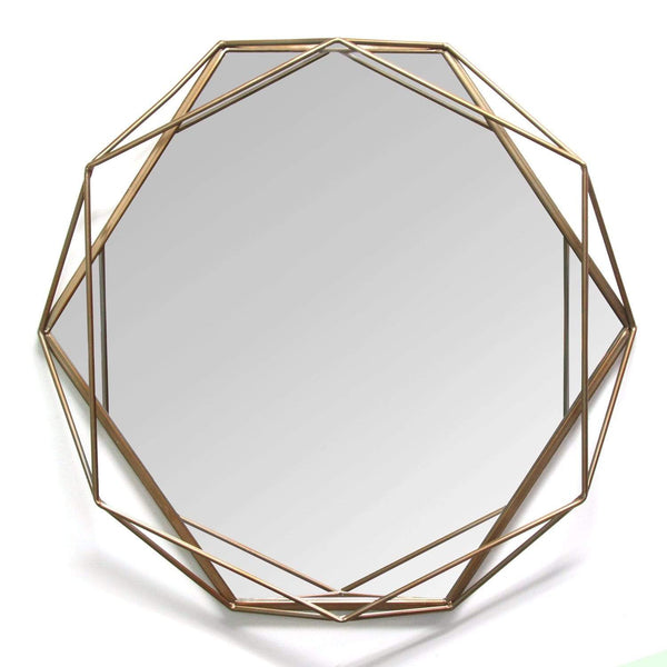 Walls Decorative Wall Mirrors - 31.5" X 3.15" X 29.53" Gold Octagon-Shaped Wall Mirror HomeRoots