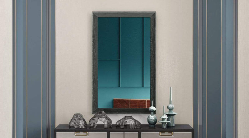 Walls Decorative Wall Mirrors - 32" X 2" X 51" Gloss Grey Glass Mirror HomeRoots