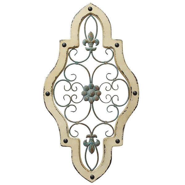 Walls Dining Room Wall Decor - 15.94" X 0.79" x 30.51" Teal on White Ornate Panel Wall Decor HomeRoots