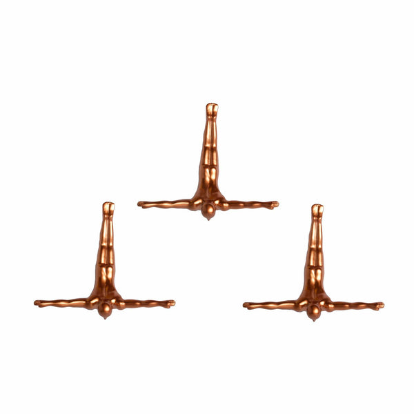 Walls Dining Room Wall Decor - 6.5" x 2.5" x 6.5" Wall Diver - Bronze 3-Pack HomeRoots