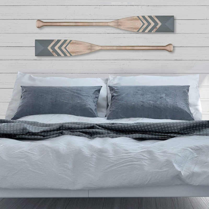 Walls Dining Room Wall Decor - 6" X 1.25" X 46.75" Gray Nautical Chevron Oar Wall Decor HomeRoots