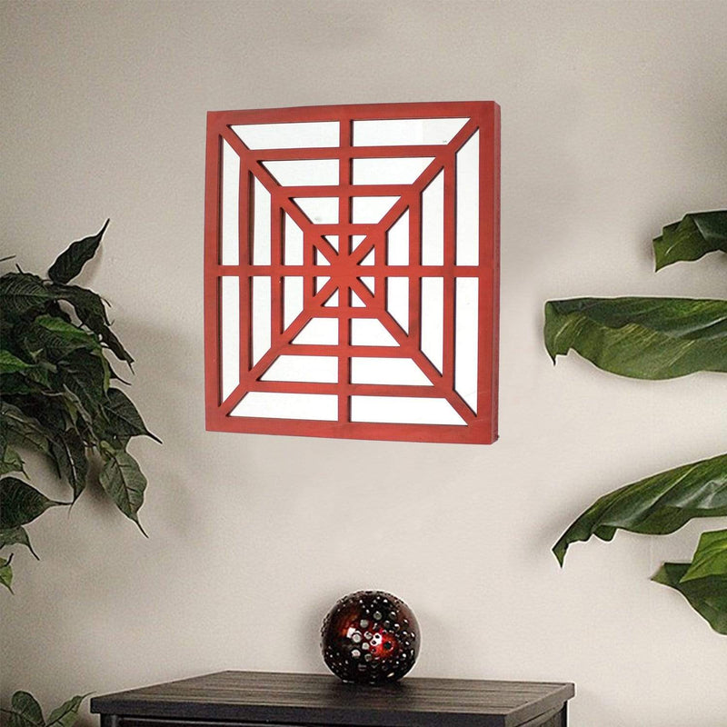 Walls Living Room Wall Decor - 1.25" x 23.25" x 23.25" 23.25" x 1.25" x 23.25 Red, Mirrored, Wooden - Wall Decor HomeRoots