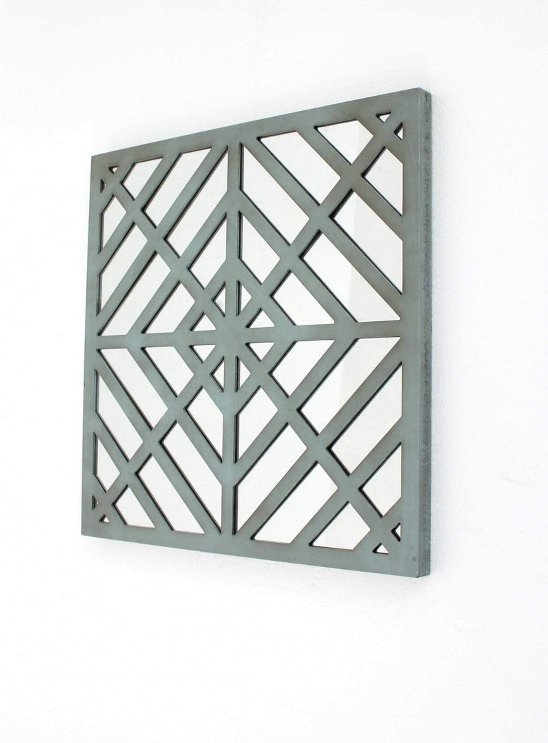 Walls Living Room Wall Decor - 1.25" x 23.25" x 23.25" Blue, Mirrored, Square, Wooden - Wall Decor HomeRoots