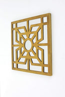 Walls Living Room Wall Decor - 1.25" x 23.25" x 23.25" Bright Gold, Mirrored, Wooden - Wall Decor HomeRoots