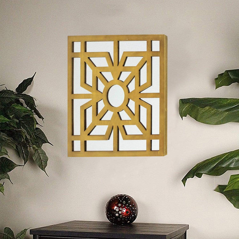 Walls Living Room Wall Decor - 1.25" x 23.25" x 23.25" Bright Gold, Mirrored, Wooden - Wall Decor HomeRoots