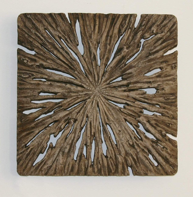 Walls Living Room Wall Decor - 1" x 14" x 14" Brown, Rotten Wood, Square - Wall Decor HomeRoots