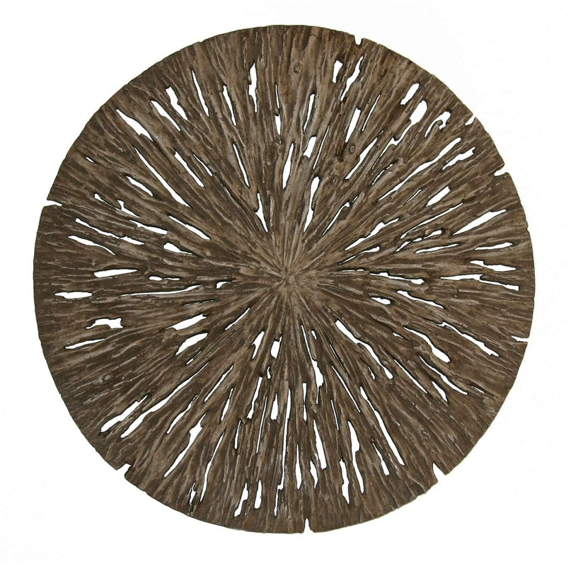 Walls Living Room Wall Decor - 1" x 14" x 14" Brown, Round, Rotten Wood - Wall Decor HomeRoots