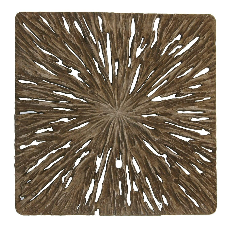 Walls Living Room Wall Decor - 1" x 19" x 19" Brown, Square, Rotten Wood - Wall Decor HomeRoots