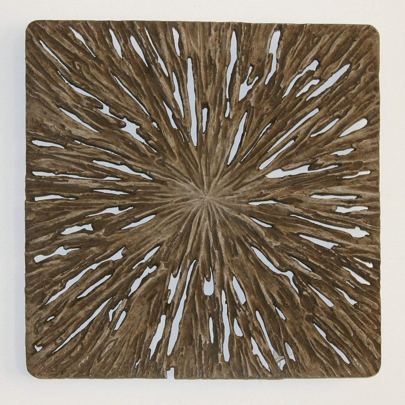 Walls Living Room Wall Decor - 1" x 19" x 19" Brown, Square, Rotten Wood - Wall Decor HomeRoots