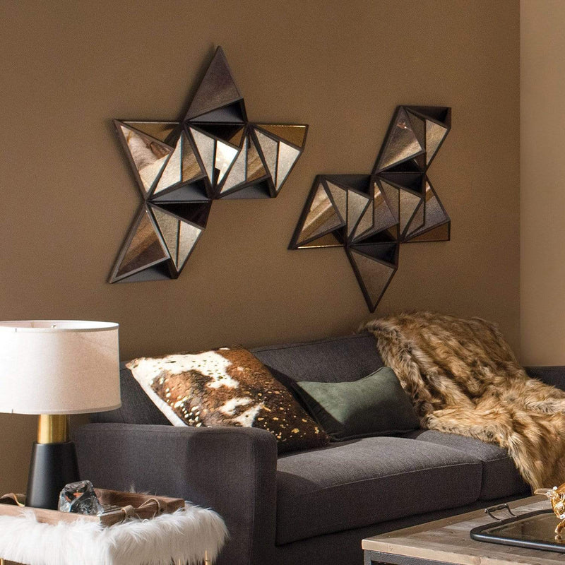 Walls Living Room Wall Decor - 24.25" x 42" x 5.5" Black, Diamante, Wooden - Wall Decor HomeRoots