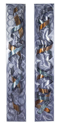 Walls Metal Wall Decor - 10'.5" X 10" X 49" Metallic Multi Color Metal Vertical Metal Swirl Wall Panel Set HomeRoots