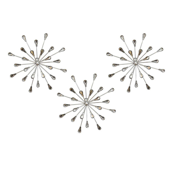 Metal Wall Decor - 10" X 1.5" X 10" 3Pcs Acrylic Burst Wall Decor