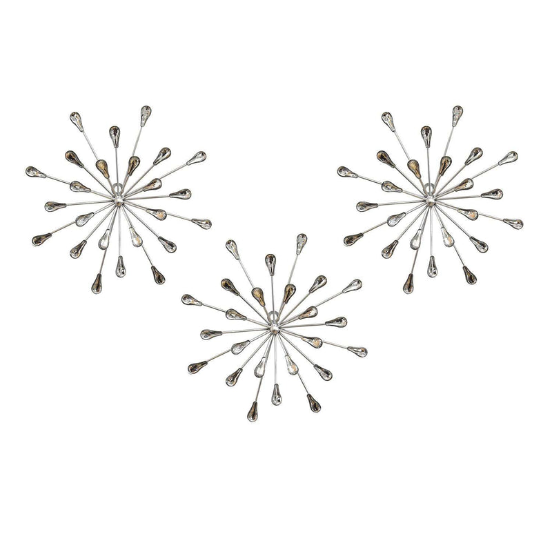 Metal Wall Decor - 10" X 1.5" X 10" 3Pcs Acrylic Burst Wall Decor
