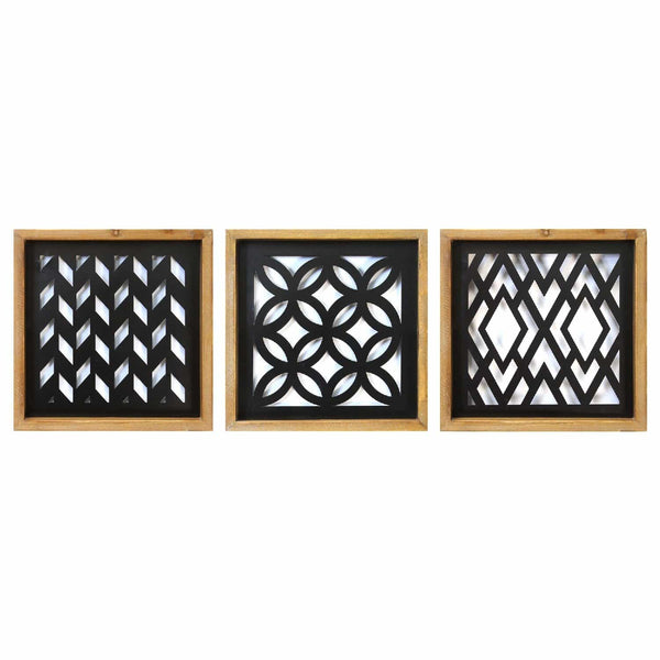 Walls Metal Wall Decor - 11.81" X 1.57" X 11.81" Black Natural Wood Metal Fir Wood Wall Decor HomeRoots