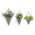 Walls Metal Wall Decor - 11" X 4.75" X 19.25" 3Pc Triangular Galvanized Wall Planters HomeRoots