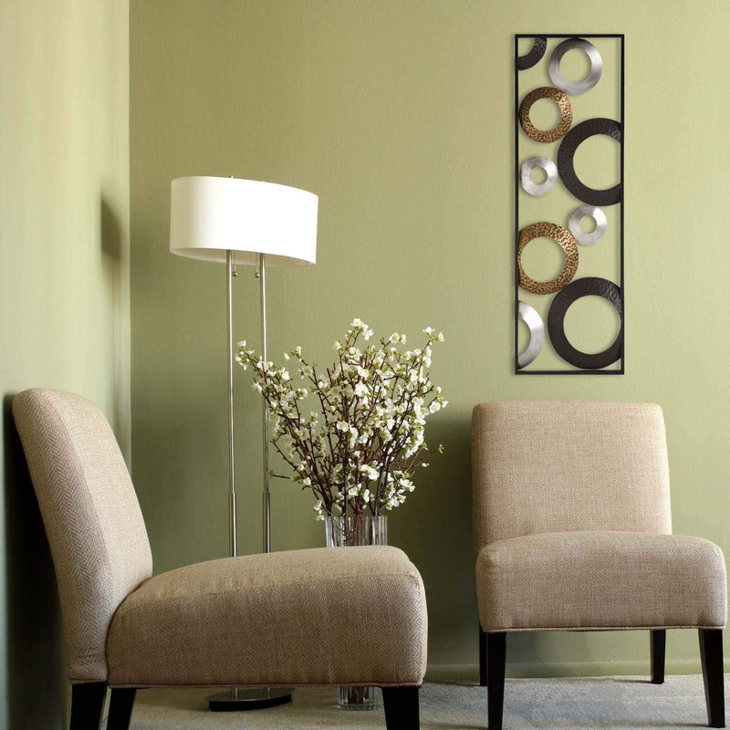 Walls Metal Wall Decor - 12" X 0.75" X 36" Metallic Geometric Panel Wall Decor HomeRoots