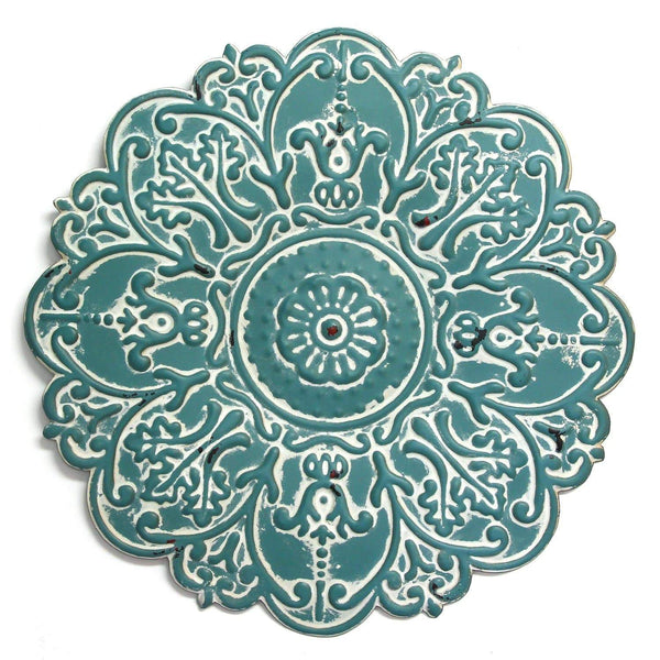 Walls Metal Wall Decor - 13" X 0.5" X 13" Small Blue Medallion Wall Decor HomeRoots