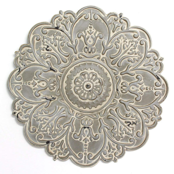 Walls Metal Wall Decor - 13" X 0.5" X 13" Small Gray Medallion Wall Decor HomeRoots