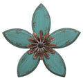 Walls Metal Wall Decor - 14.75" X 1.18" X 13.98" Teal on Red Antique Flower Wall Decor HomeRoots