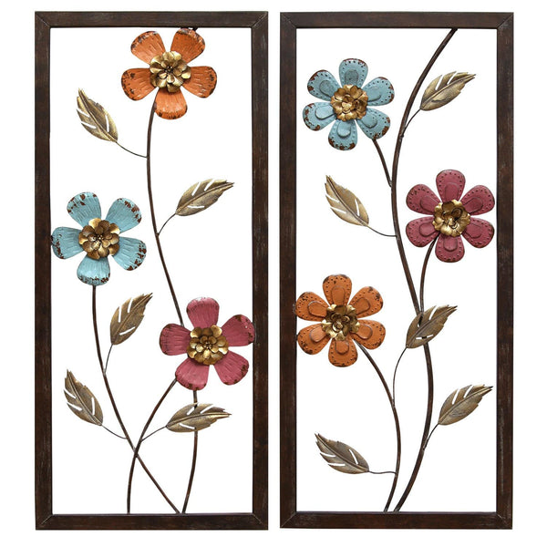 Walls Metal Wall Decor - 14" X 1" X 32" Floral Panel Wall Decor HomeRoots
