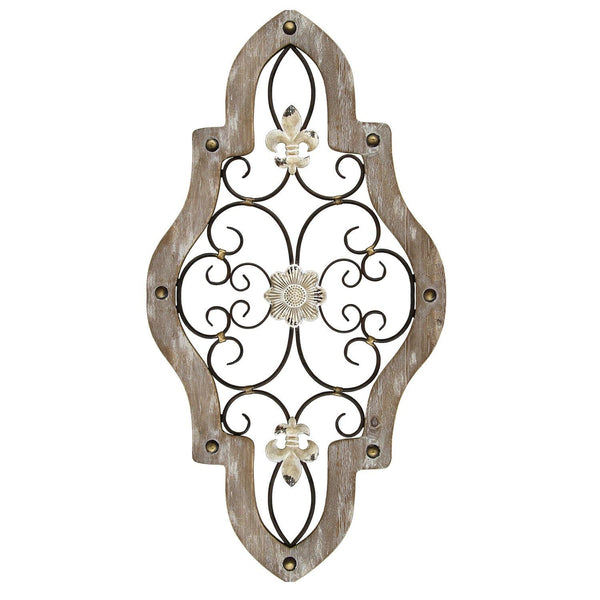 Walls Metal Wall Decor - 15.87" X 0.59" X 29.92" Natural French Country Scroll Wall Decor HomeRoots