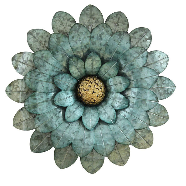 Walls Metal Wall Decor - 16" X 1.75" x 16" Blue Morning Glory Flower Wall Decor HomeRoots