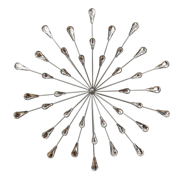 Walls Metal Wall Decor - 16" X 1.75" X 16" Silver Acrylic Bling Burst Wall Decor HomeRoots