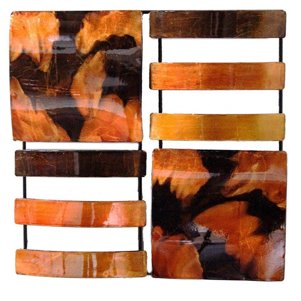 Walls Metal Wall Decor - 16" X 2'.5" X 16" Copper, Brown And Orange Metal 4-Panel Square Metal Wall Decor HomeRoots