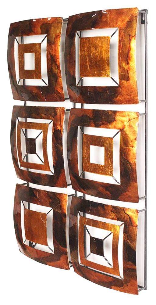 Walls Metal Wall Decor - 16" X 2'.75" X 25" Copper, Brown And Orange Metal Vertical Panel Wall Decor HomeRoots
