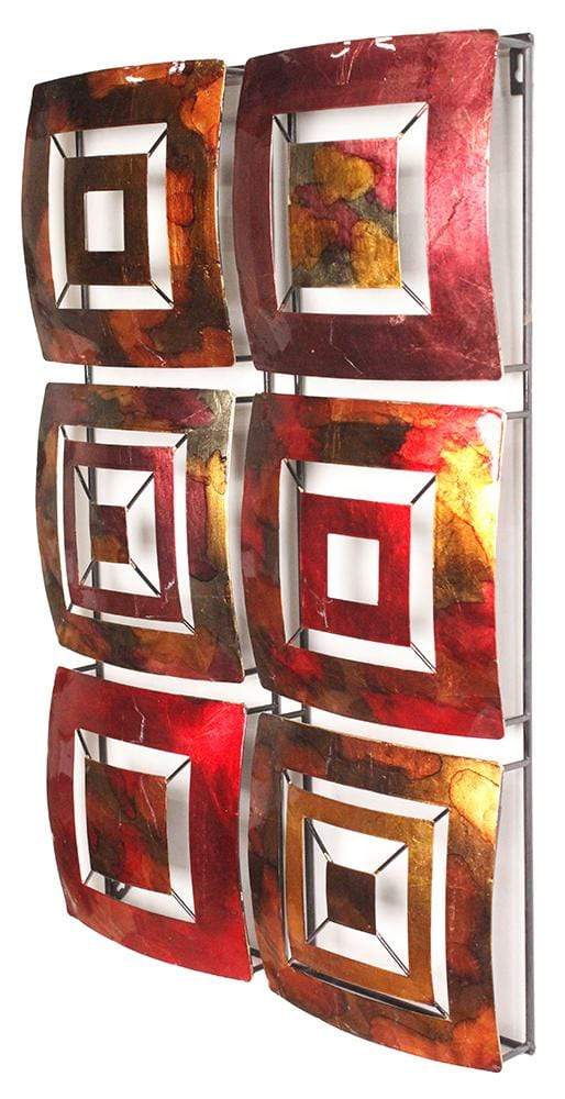 Walls Metal Wall Decor - 16" X 2'.75" X 25" Gold, Red, Burgundy And Brown Metal Vertical Panel Wall Decor HomeRoots