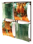 Walls Metal Wall Decor - 16" X 2" X 16" Turquoise, Copper And Bronze Metal 4-Panel Square Wall Decor HomeRoots