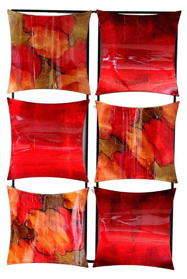 Walls Metal Wall Decor - 16" X 2" X 25" Copper, Red And Gold Metal Vertical Panel Wall Decor HomeRoots