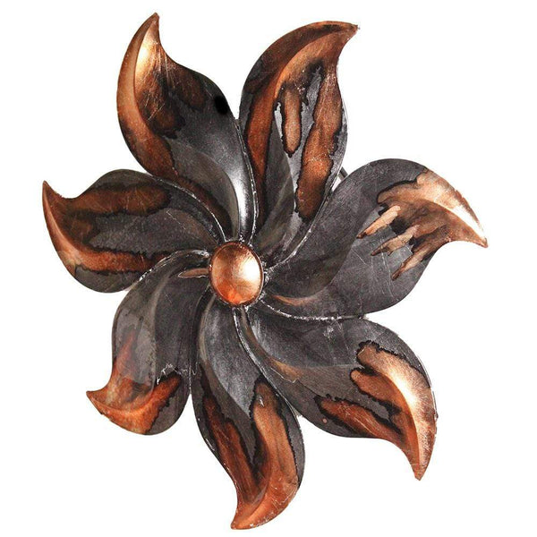 Walls Metal Wall Decor - 17'.25" X 2" X 17'.25" Copper And Pewter Metal Small Flower Metal Wall Decor HomeRoots