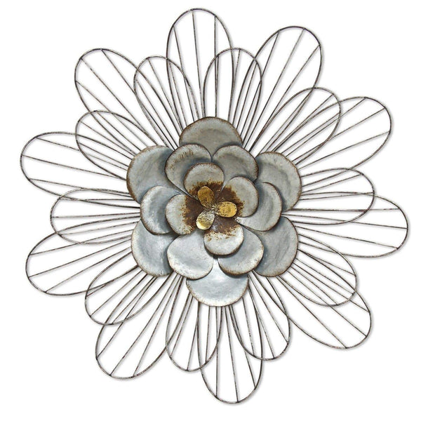 Walls Metal Wall Decor - 18.11" X 1.77" X 18.11" Silver Galvanized Daisy Wall D√©cor HomeRoots