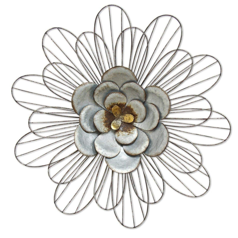 Walls Metal Wall Decor - 18.11" X 1.77" X 18.11" Silver Galvanized Daisy Wall D√©cor HomeRoots