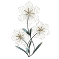 Metal Wall Decor - 18.5" X 1.38" X 30" Silver and Blue Tri-Flower Wall Decor