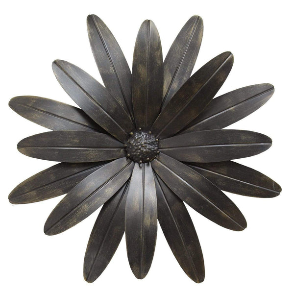 Walls Metal Wall Decor - 18" x 1.25" X 18" Black Industrial Flower Wall Decor HomeRoots
