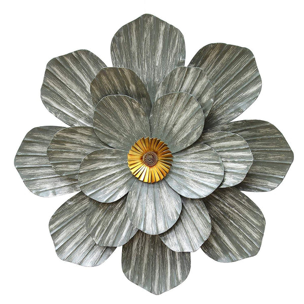 Walls Metal Wall Decor - 19.5" X 2.35" X 19.5" Galvanized Flower Wall Decor HomeRoots