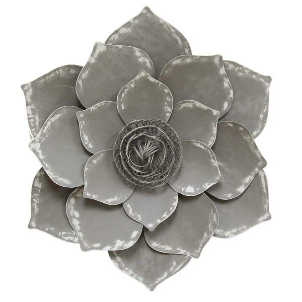 Walls Metal Wall Decor - 19.69" X 2.56" X 19.69" Gray Lotus Wall Decor HomeRoots