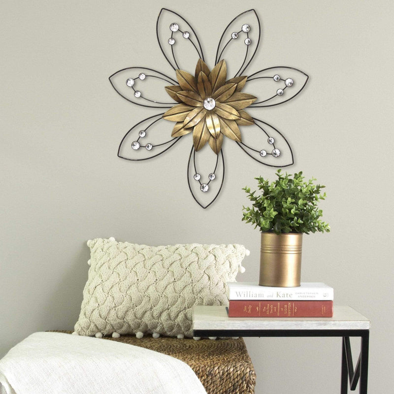 Walls Metal Wall Decor - 20" X 1.57" X 20" Enchanting Flower Wall Decor HomeRoots