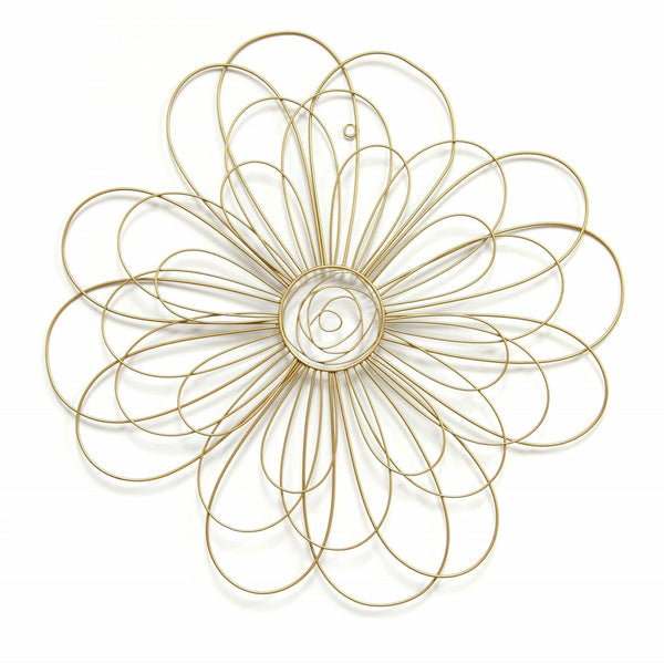 Walls Metal Wall Decor - 21.5" X 0.5" x 21.5" Gold Wire Flower Wall Decor HomeRoots