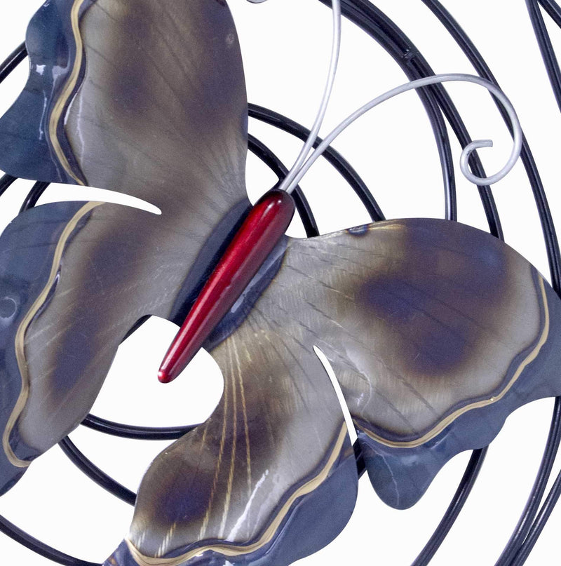 Walls Metal Wall Decor - 22" X 3" X 23" Metallic Multi Color Metal Large Butterfly On Iron Circles Wall D√©cor HomeRoots