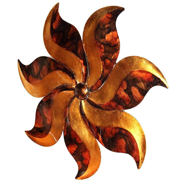 Walls Metal Wall Decor - 23'.25" X 2" X 23'.25" Copper, Brown And Orange Metal Medium Flower Wall D√©cor HomeRoots