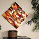 Walls Metal Wall Decor - 24'.5" X 2'.5" X 24'.5" Burgundy, Copper And Brown Metal 9-Panel Square Metal Wall D√©cor HomeRoots